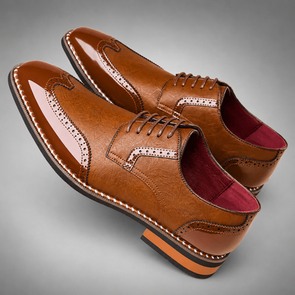 Men's Full-Grain Two-Tone Oxford Shoes – Classic Silhouette with Slim Sole