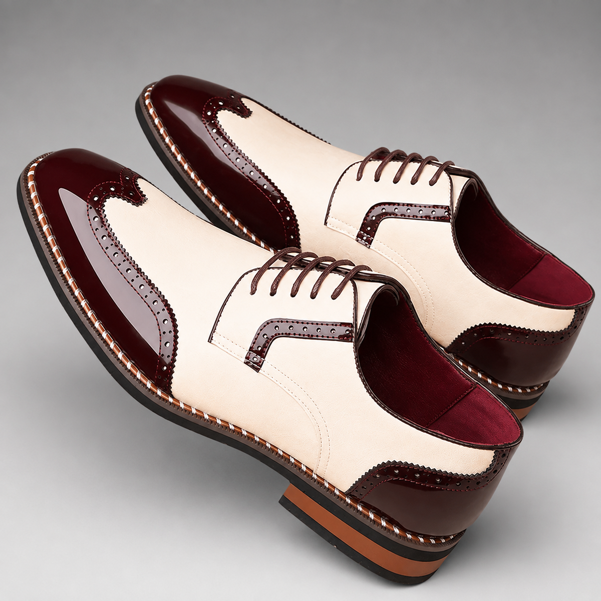 Men's Full-Grain Two-Tone Oxford Shoes – Classic Silhouette with Slim Sole