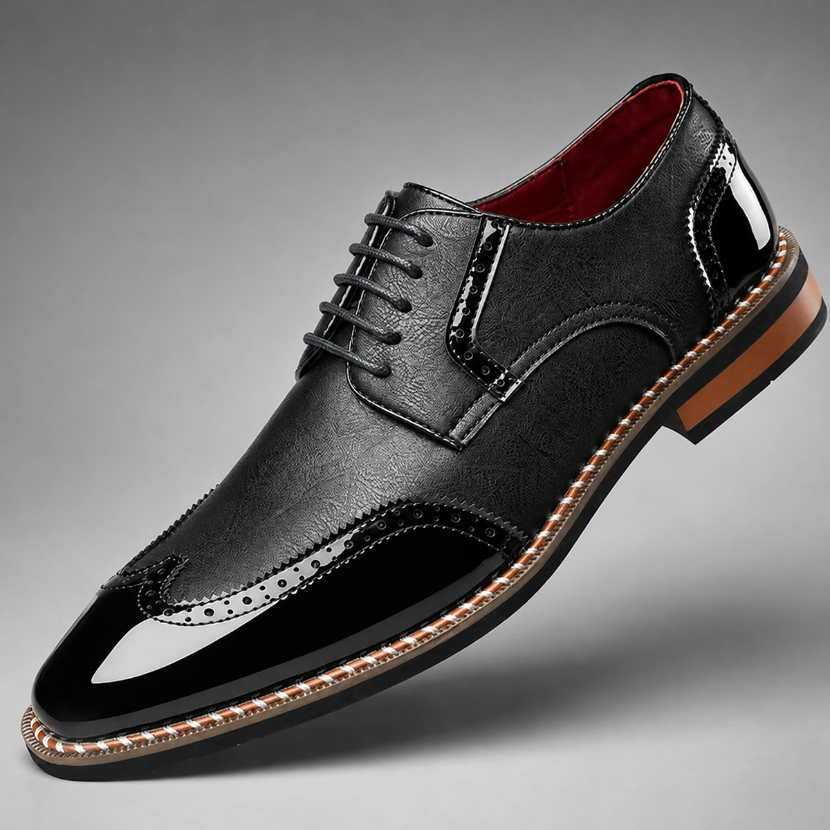 Men's Full-Grain Two-Tone Oxford Shoes – Classic Silhouette with Slim Sole