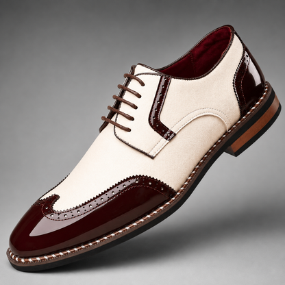 Men's Full-Grain Two-Tone Oxford Shoes – Classic Silhouette with Slim Sole