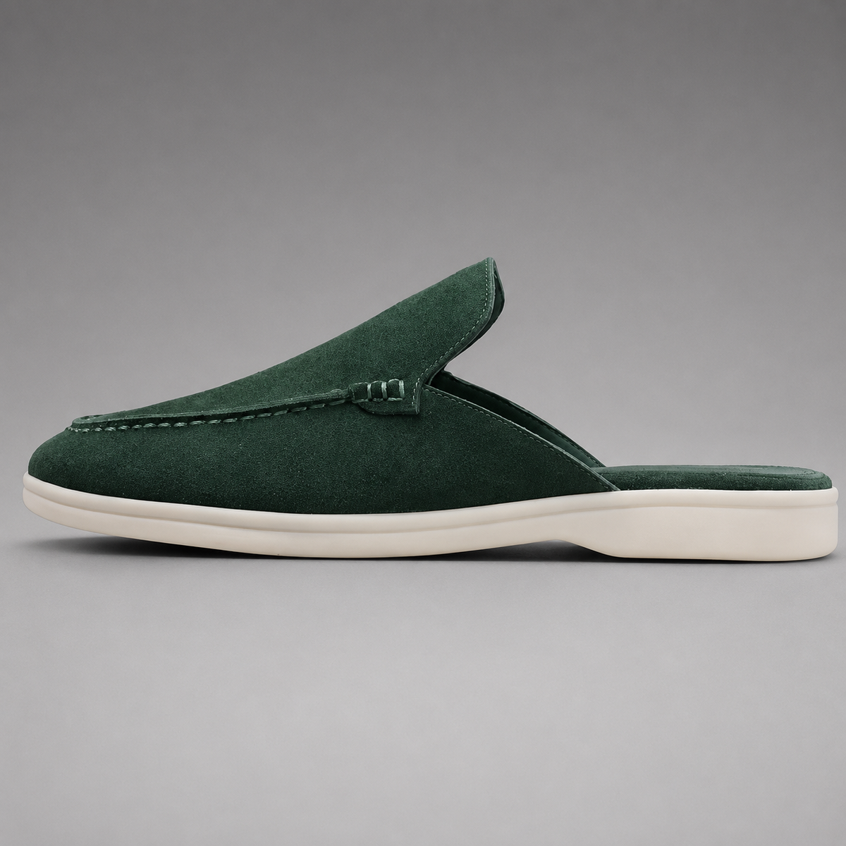 Men's Suede Mules Shoes – Open-Back Slip-On Style with Rubber Sole