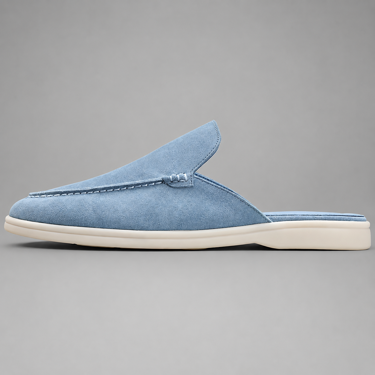 Men's Suede Mules Shoes – Open-Back Slip-On Style with Rubber Sole