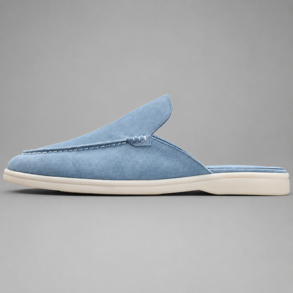 Men's Suede Mules Shoes – Open-Back Slip-On Style with Rubber Sole
