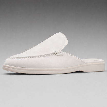 Men's Suede Mules Shoes – Open-Back Slip-On Style with Rubber Sole
