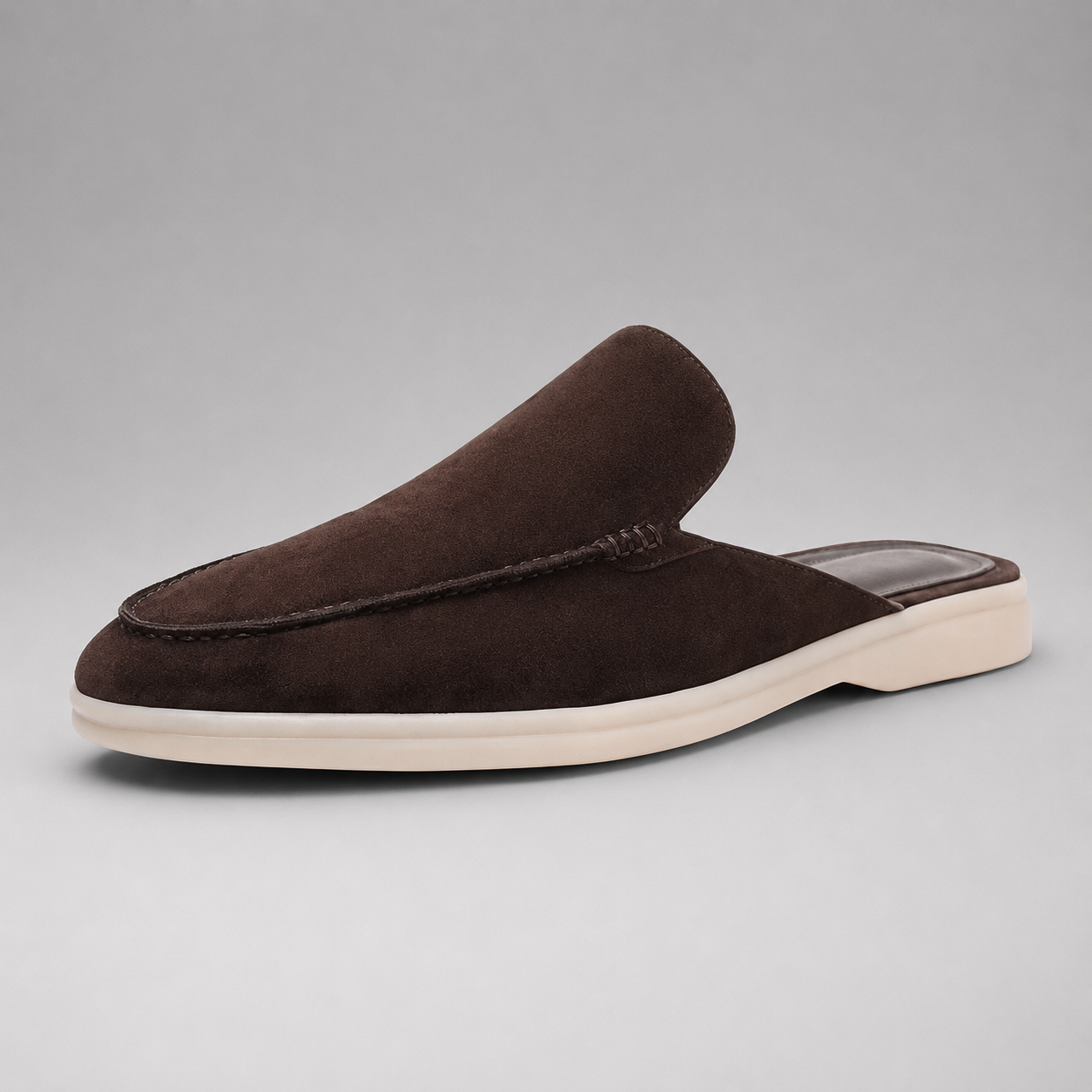 Men's Suede Mules Shoes – Open-Back Slip-On Style with Rubber Sole