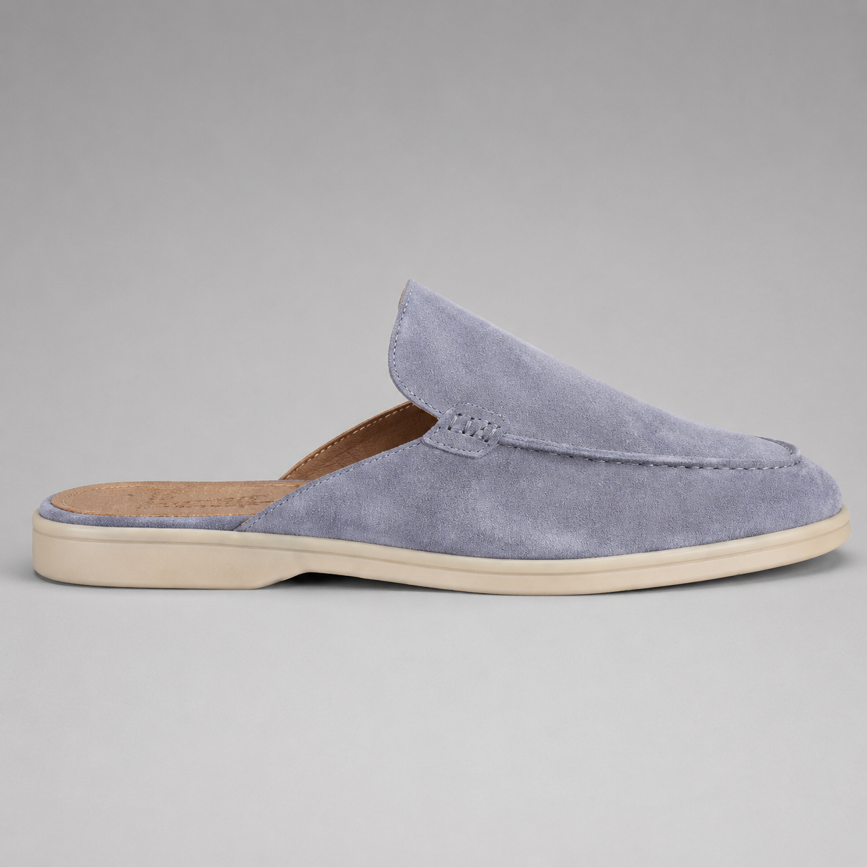 Men's Suede Mules Shoes – Open-Back Slip-On Style with Rubber Sole