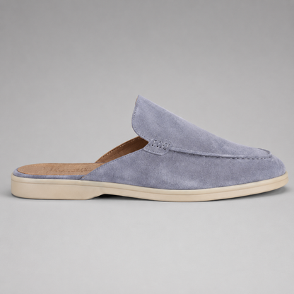 Men's Suede Mules Shoes – Open-Back Slip-On Style with Rubber Sole