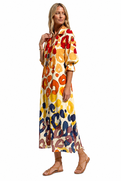 Women's Printed Maxi Shirt Dress – Lightweight and Versatile