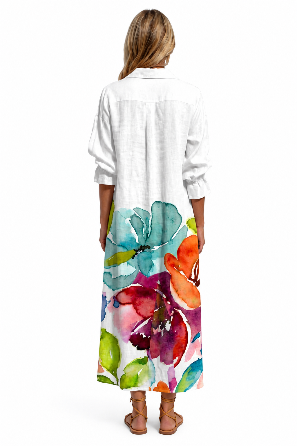 Women's Printed Maxi Shirt Dress – Lightweight and Versatile