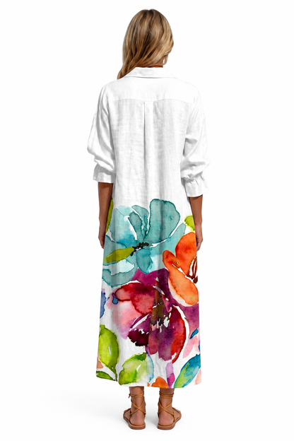 Women's Printed Maxi Shirt Dress – Lightweight and Versatile