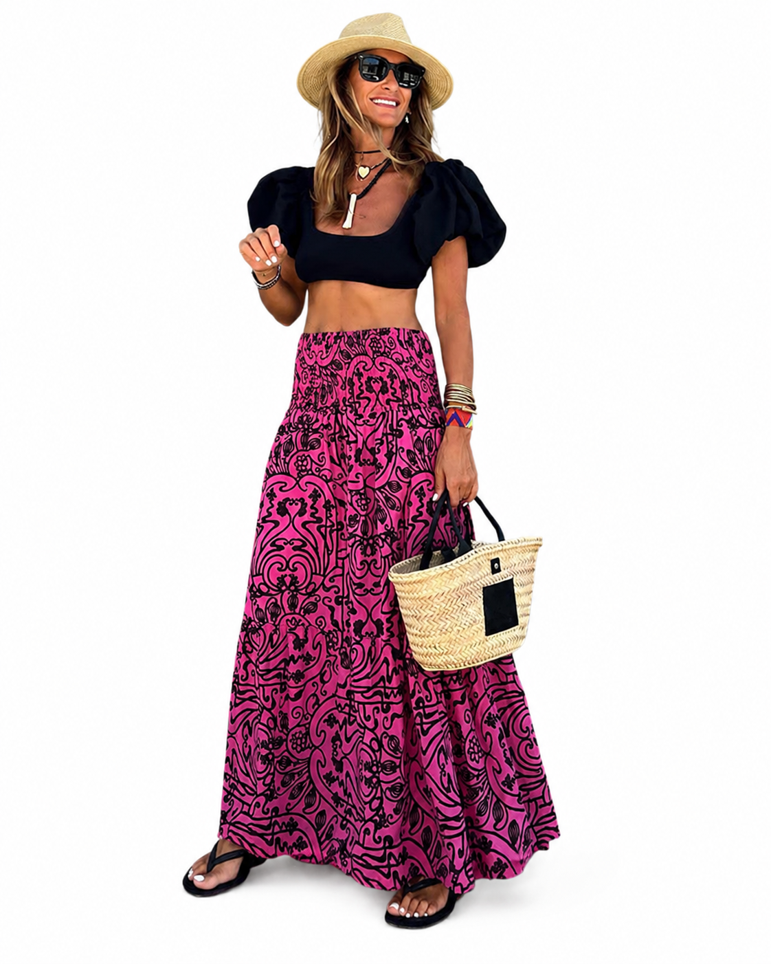 Women's Boho Print Long Summer Skirt – Versatile and Durable