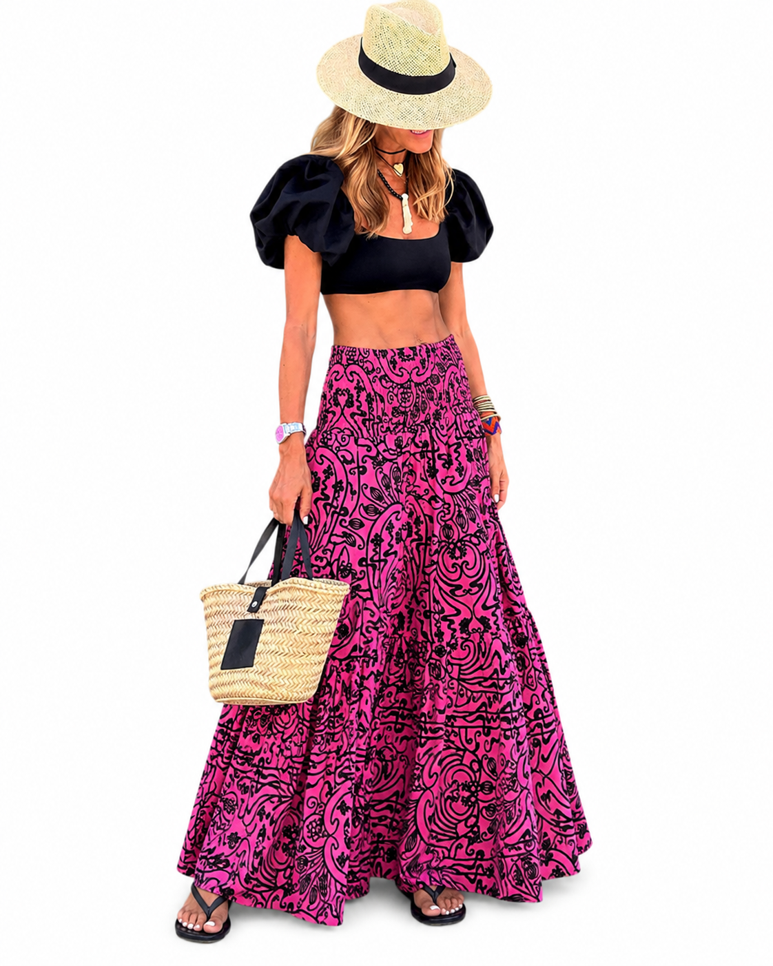 Women's Boho Print Long Summer Skirt – Versatile and Durable