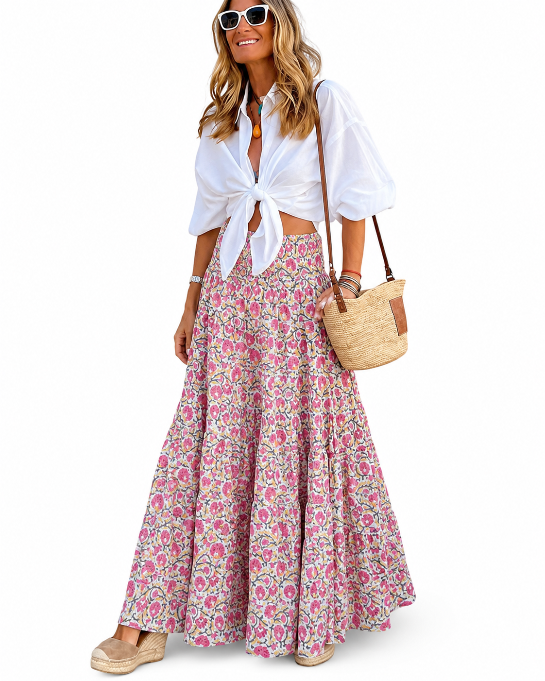 Women's Boho Print Long Summer Skirt – Versatile and Durable