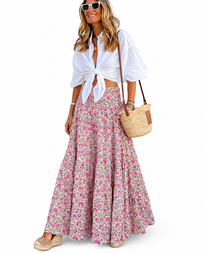 Women's Boho Print Long Summer Skirt – Versatile and Durable