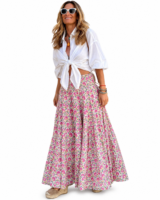 Women's Boho Print Long Summer Skirt – Versatile and Durable