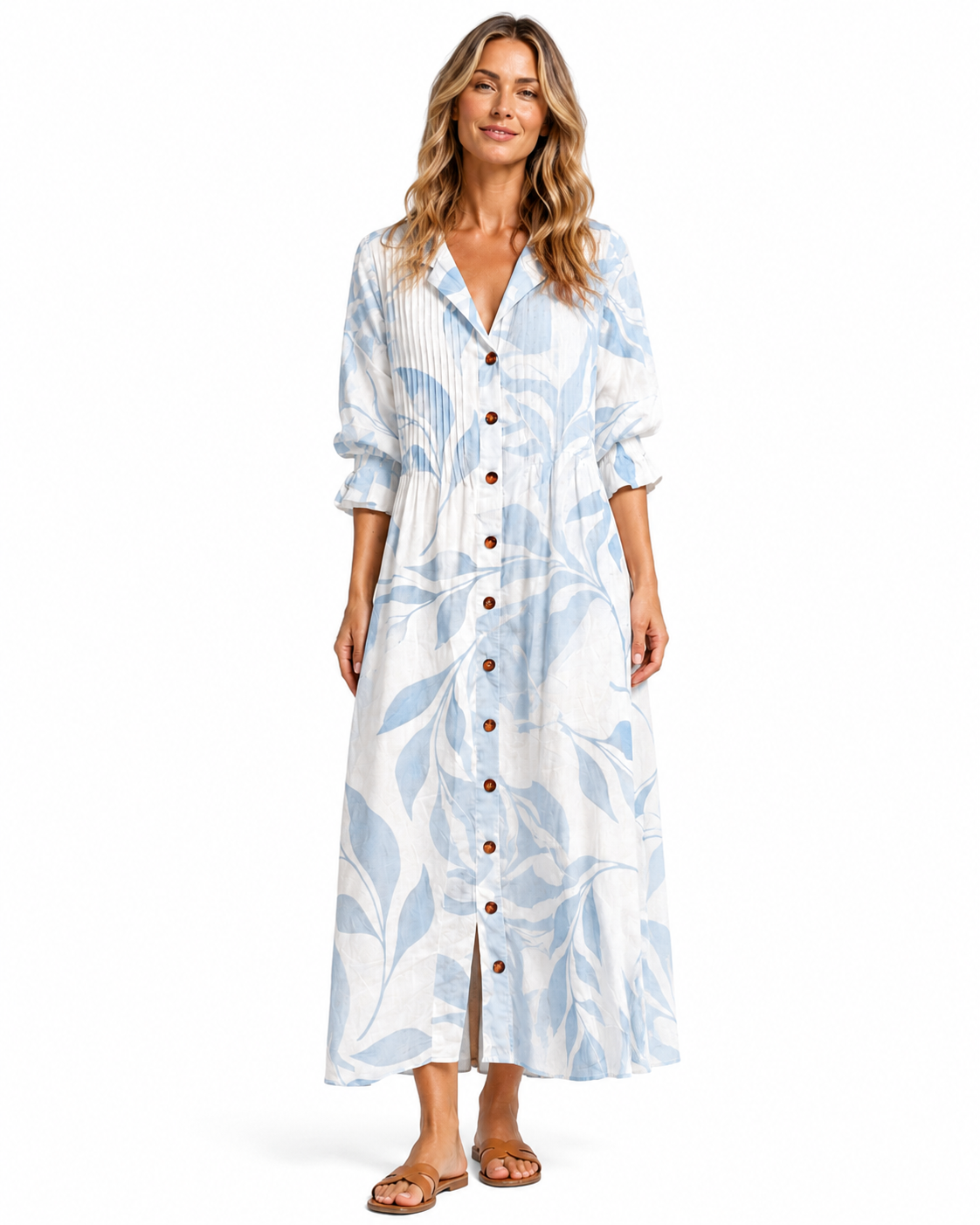 Women's Lightweight Printed Shirt Dress – Relaxed Fit with Button-Front Design
