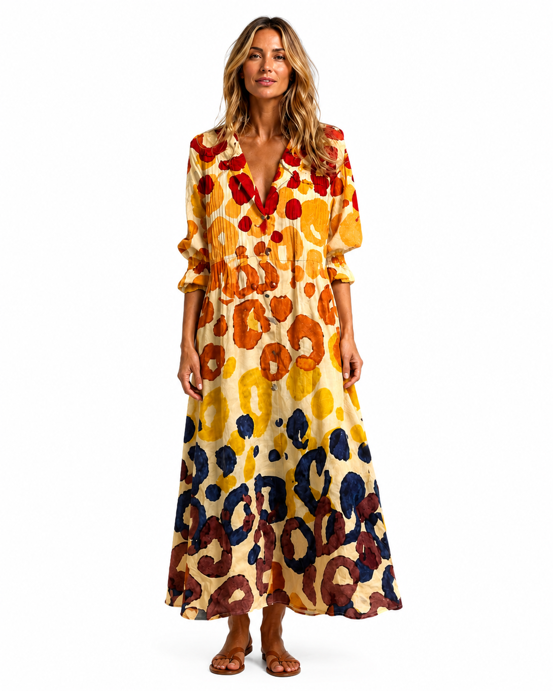 Women's Lightweight Printed Shirt Dress – Relaxed Fit with Button-Front Design