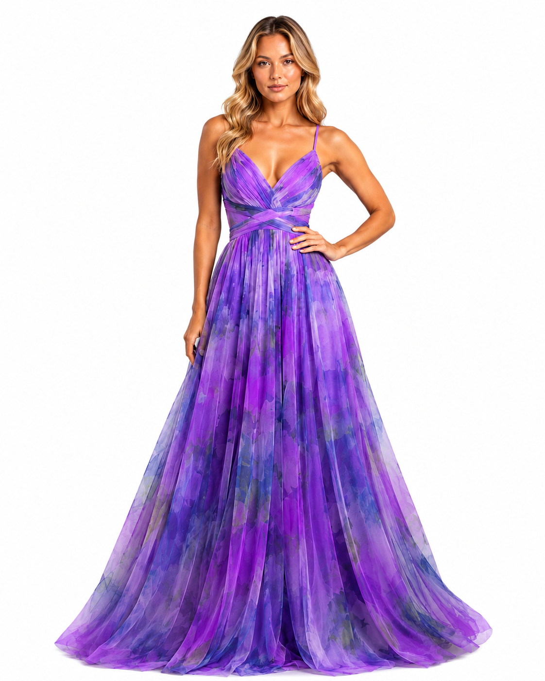 Women's Floral Maxi Dress – V-Neckline with Flowing Silhouette