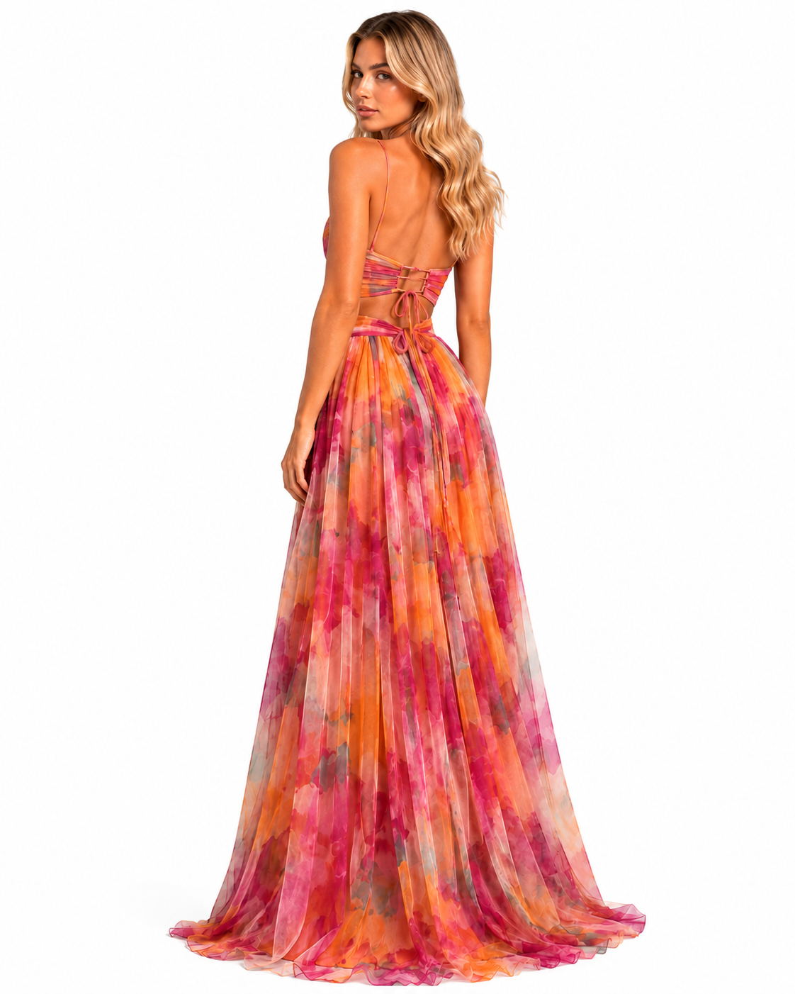 Women's Floral Maxi Dress – V-Neckline with Flowing Silhouette
