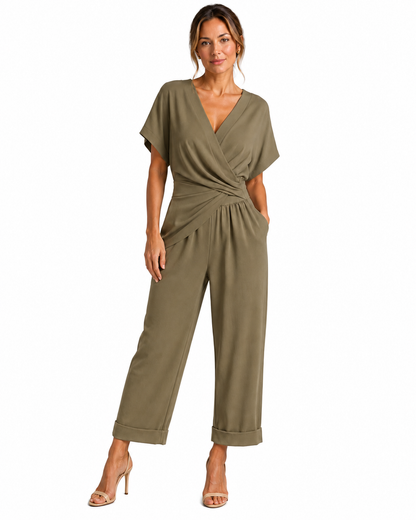 Women's Lightweight Wrap Front Co-Ord Set – Relaxed Fit with Cropped Trousers