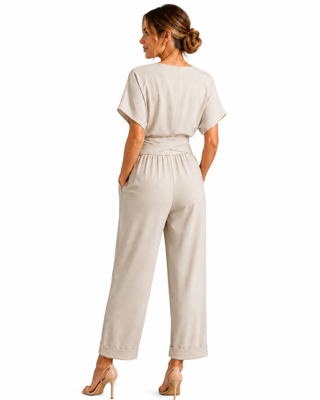 Women's Lightweight Wrap Front Co-Ord Set – Relaxed Fit with Cropped Trousers