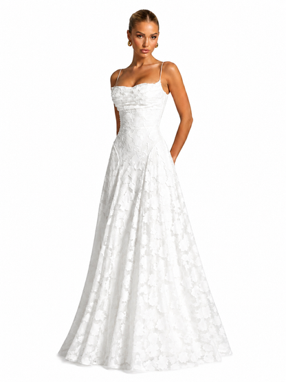 Women's Floral Maxi Dress – Fitted Bodice with Flowing Skirt