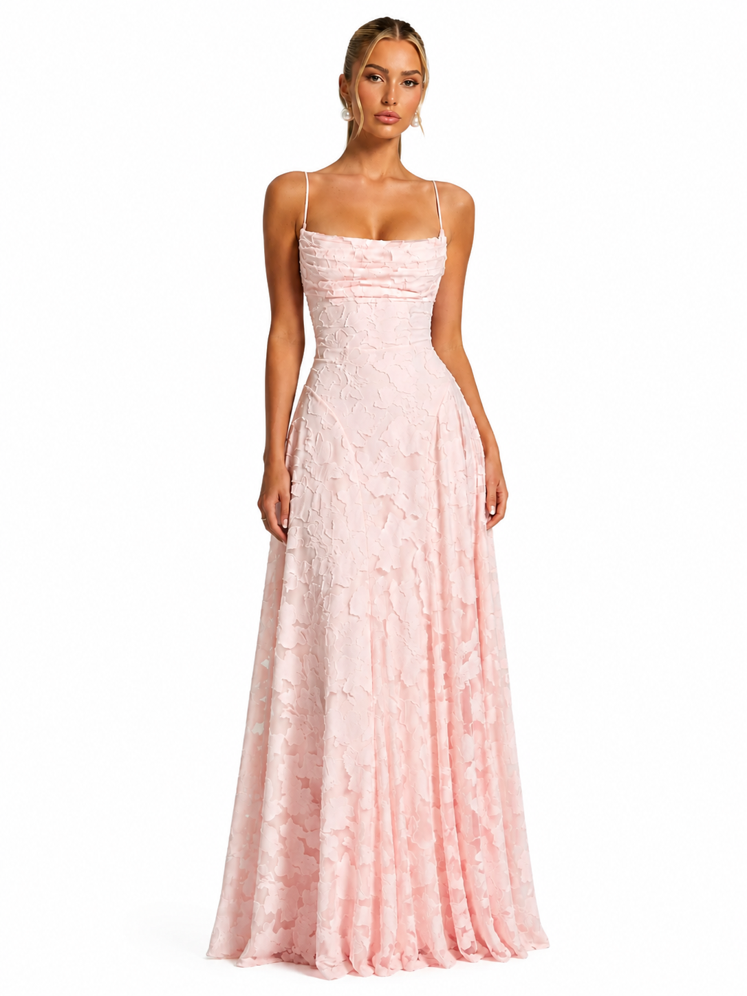 Women's Floral Maxi Dress – Fitted Bodice with Flowing Skirt