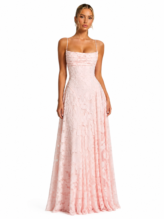 Women's Floral Maxi Dress – Fitted Bodice with Flowing Skirt