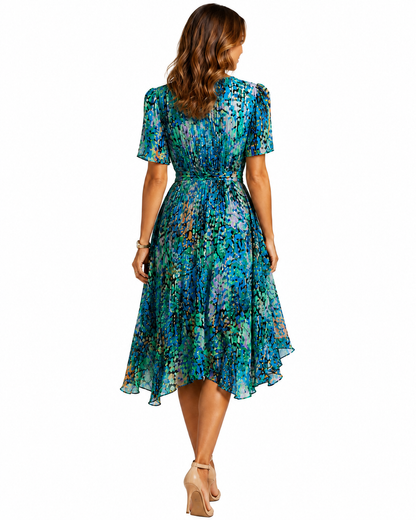 Women's Lightweight V-Neck Summer Dress – Flowing Midi Silhouette