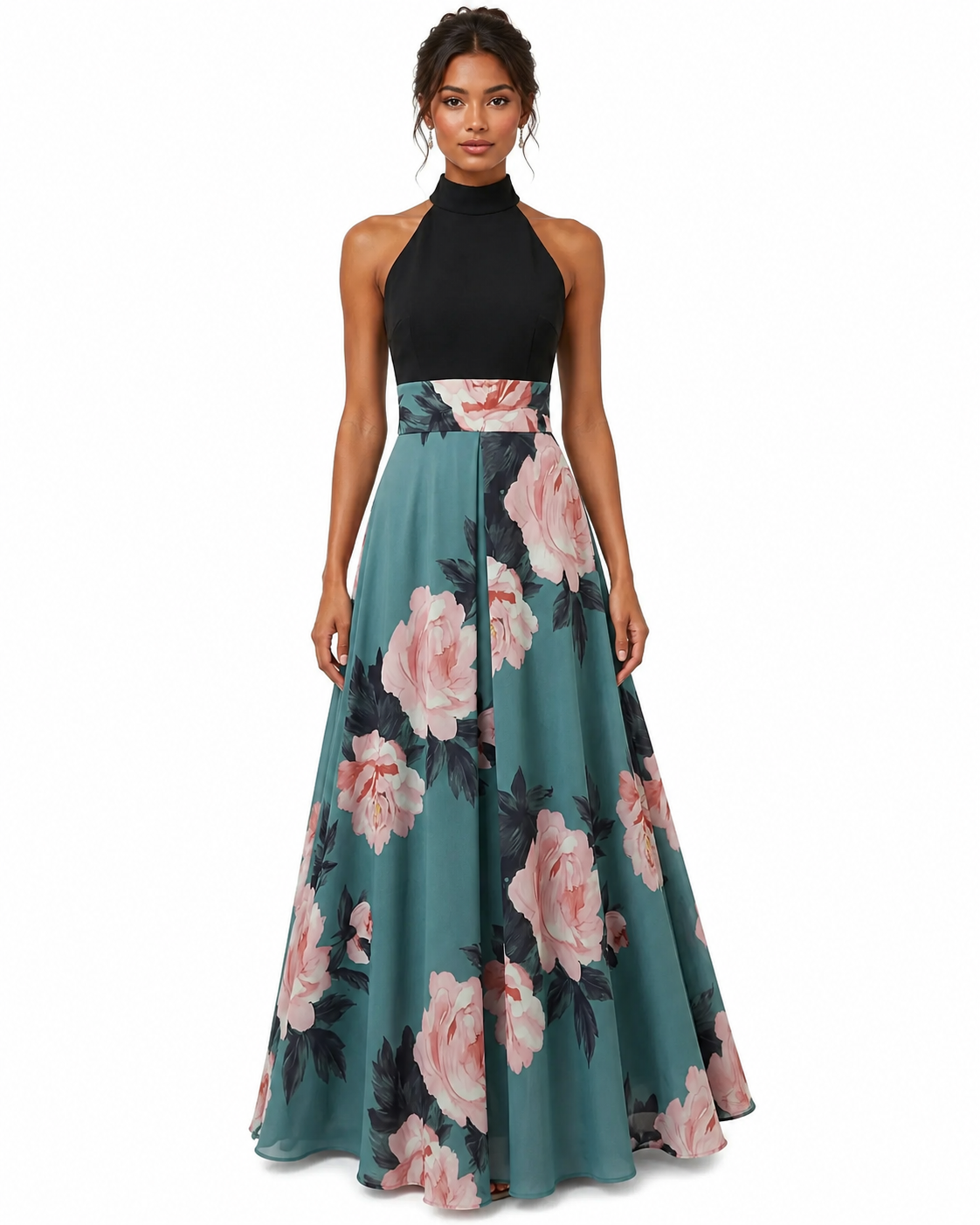 Women's Floral Maxi Summer Dress – Sleeveless with Round Neckline