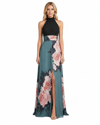 Women's Floral Maxi Summer Dress – Sleeveless with Round Neckline