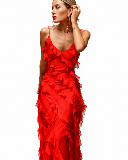 Women's Lightweight Ruffle Maxi Dress – Flowy Relaxed Fit