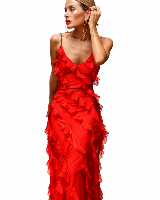Women's Lightweight Ruffle Maxi Dress – Flowy Relaxed Fit