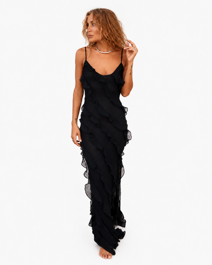 Women's Lightweight Ruffle Maxi Dress – Flowy Relaxed Fit