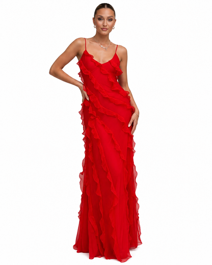 Women's Lightweight Ruffle Maxi Dress – Flowy Relaxed Fit