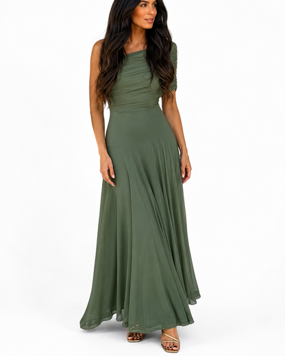 Women's One-Shoulder Pleated Summer Dress – Flattering Fit