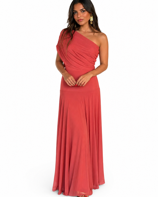 Women's One-Shoulder Pleated Summer Dress – Flattering Fit