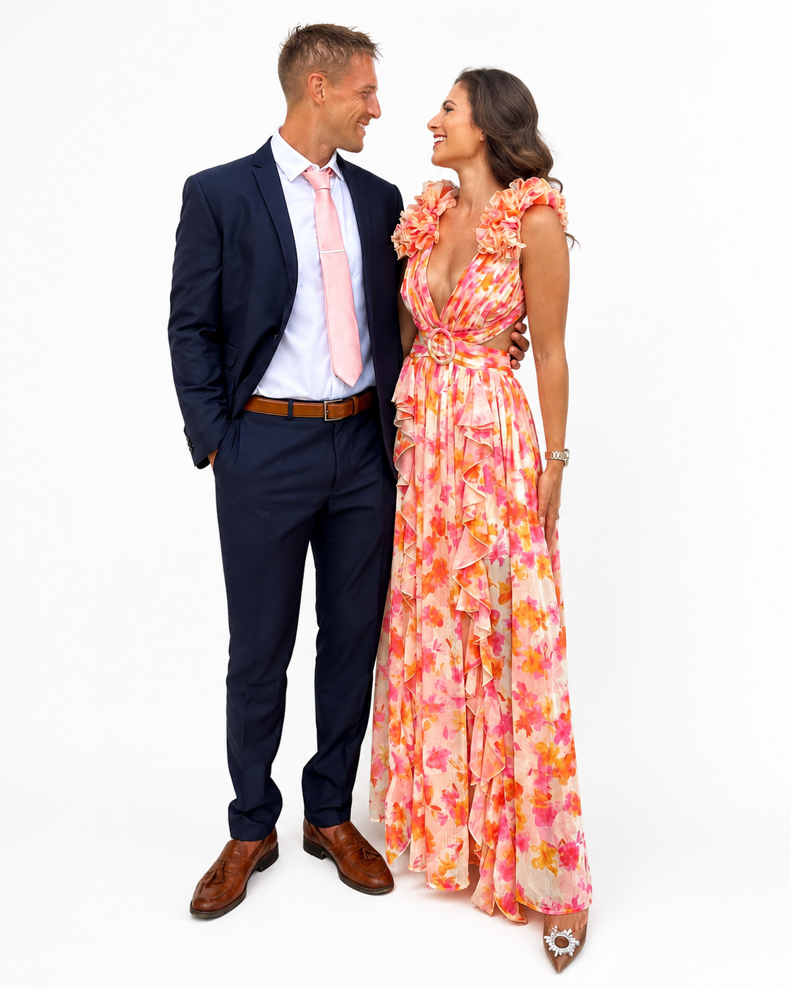 Women's Long Floral Dress – Flattering Fit with Cutout Detail
