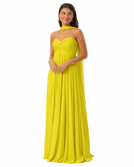 Women's Pleated Maxi Dress – Strapless Design