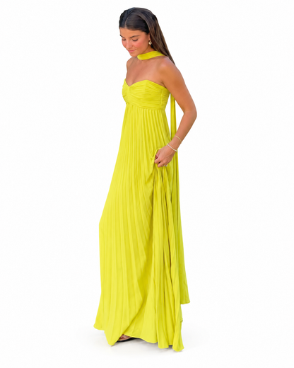 Women's Pleated Maxi Dress – Strapless Design