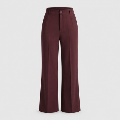 Women's High-Waisted Wide Leg Trousers – Crease Details with Side Pockets