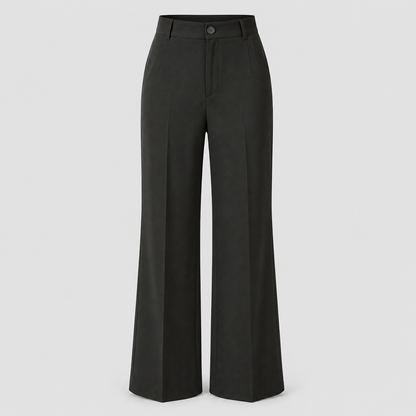Women's High-Waisted Wide Leg Trousers – Crease Details with Side Pockets