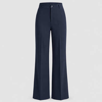 Women's High-Waisted Wide Leg Trousers – Crease Details with Side Pockets