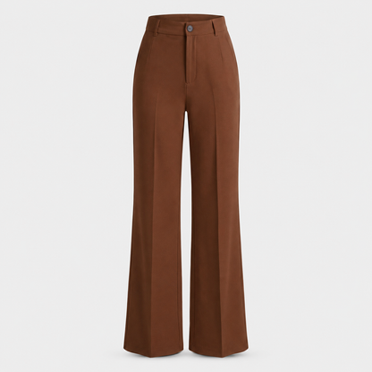 Women's High-Waisted Wide Leg Trousers – Crease Details with Side Pockets