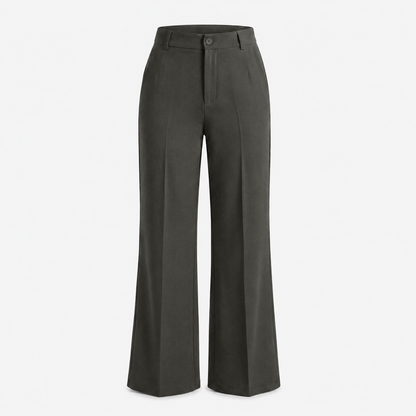 Women's High-Waisted Wide Leg Trousers – Crease Details with Side Pockets
