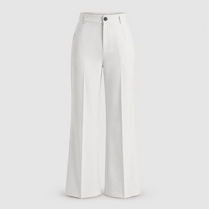 Women's High-Waisted Wide Leg Trousers – Crease Details with Side Pockets