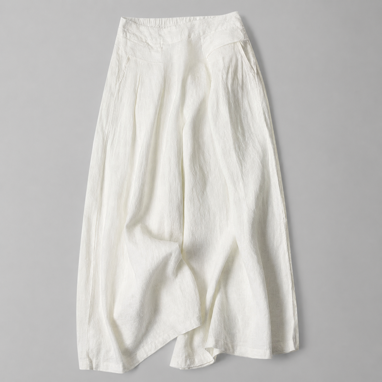 Women's Cotton Linen Wide Leg Pants – High Waist with Pockets