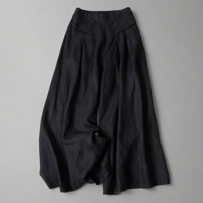 Women's Cotton Linen Wide Leg Pants – High Waist with Pockets