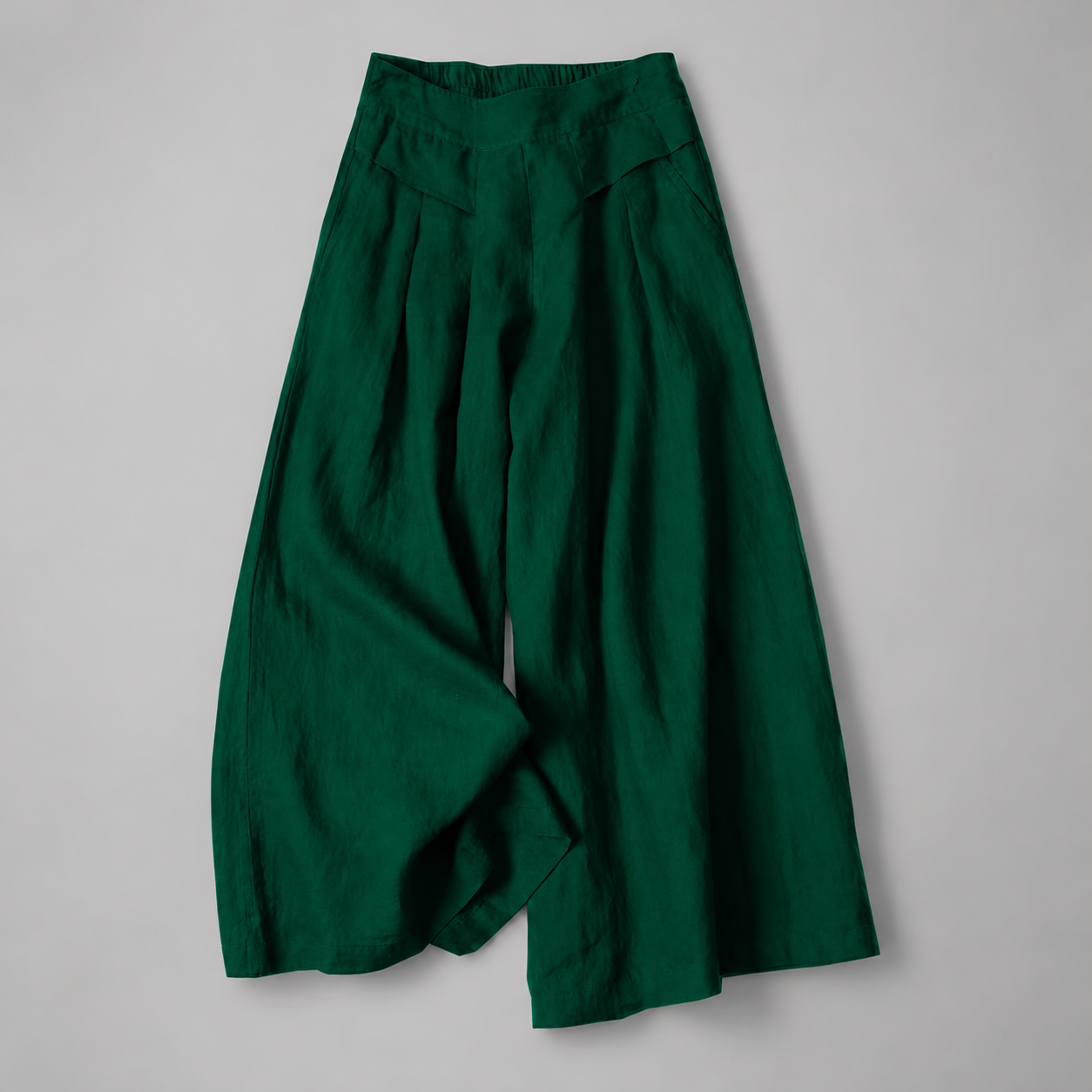 Women's Cotton Linen Wide Leg Pants – High Waist with Pockets