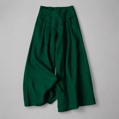 Women's Cotton Linen Wide Leg Pants – High Waist with Pockets
